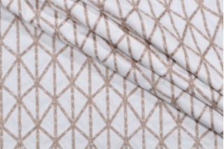 PK Lifestyles Matrix Embroidered Drapery Fabric in Linen 