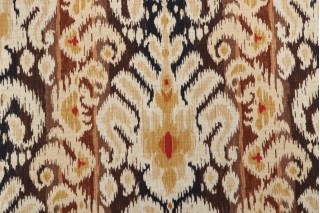 PK Lifestyles Silk Road Printed Cotton Drapery Fabric in Truffle 