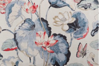 PK Lifestyles Water Garden Printed Drapery Fabric in Indigo 