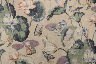 PK Lifestyles Water Garden Printed Drapery Fabric in Flax 