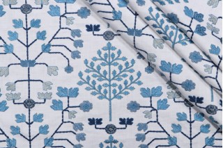 PK Lifestyles Anatolian Embroidered Drapery Fabric in Porcelain 