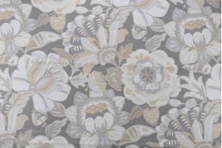1 Yard Robert Allen Naive Floral Printed Cotton Drapery Fabric in Pewter
