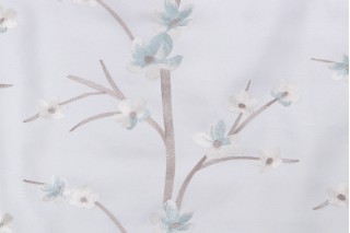 Juanita Floral Embroidered Drapery Fabric in Aquamist