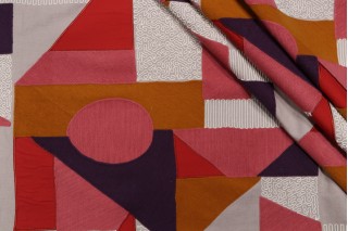 Hamilton Izzy Embroidered Drapery Fabric in Rouge 