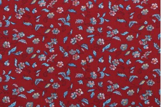 Stof France Petales Printed Cotton Drapery Fabric in Grenat 