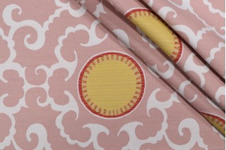 Sun Spotted Woven Upholstery Fabric in Coral