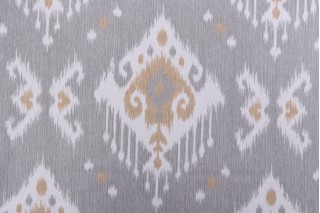 Magnolia Dakota Printed Cotton Drapery Fabric in Grey