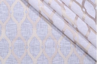 Estelle Embroidered Drapery Fabric in Sand