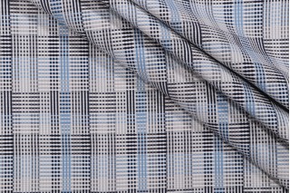 Gridwork Natier Woven Polyester Outdoor Fabric in Blue