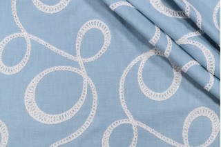 Roth & Tompkins O'Keefe Embroidered Cotton Drapery Fabric in Morsky 