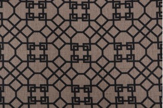 Shoji Printed Linen Drapery Fabric in Earth 