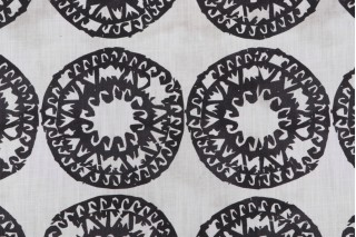 Medallions Printed Drapery Fabric in Carbon 