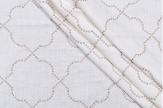 McGee Embroidered Drapery Fabric in Beige/White