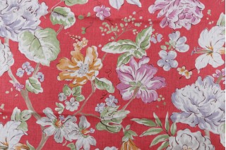 Kaufmann Le Jardin Printed Linen Drapery Fabric in Poppy