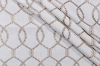 Hourglass Embroidered Drapery Fabric in Snow