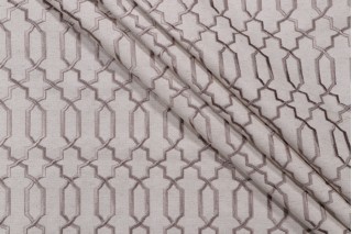 Doherty Embroidered Drapery Fabric in Taupe