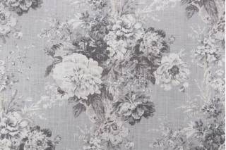 Waverly Ballad Bouquet Printed Linen Blend Drapery Fabric in Platinum