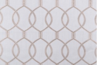 Hourglass Embroidered Drapery Fabric in Snow