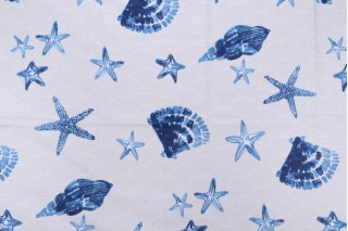 Stof France Asterias Printed Cotton Twill Drapery Fabric in Ecru 