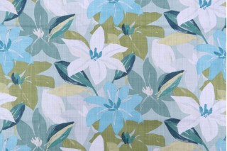 Stof France Vanina Printed Cotton Drapery Fabric in Bleu 