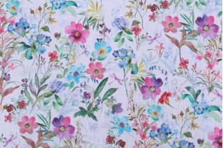 Stof France Prairie Printed Cotton Drapery Fabric in Multicolore 