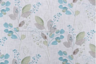 Stof France Ruscus Printed Drapery Fabric in Turquoise 