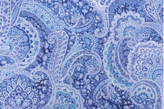 PK Lifestyles Sultan's Paisley Printed Cotton Twill Drapery Fabric in Lapis 