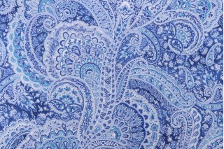 PK Lifestyles Sultan's Paisley Printed Cotton Twill Drapery Fabric in Lapis 
