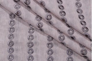 Kyan Sheer Embroidered Drapery Fabric in Pewter
