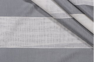 Stripe Woven Drapery Fabric in Grey