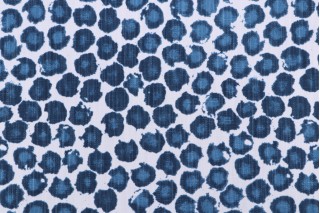 Premier Prints Freedom-White Slub Linen Printed Drapery Fabric in Prussian Blue 