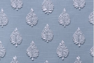 Premier Prints Reflection-Slub Canvas Printed Cotton Drapery Fabric in Shy Blue 