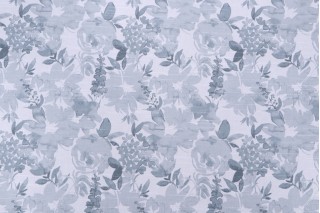 Premier Prints Zinnia-Slub Canvas Printed Cotton Drapery Fabric in Shy Blue 