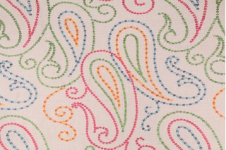 Onyx Age Vesta Embroidered Linen Decorator Fabric in Multi