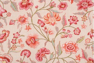 Kaufmann Marseille Printed Cotton Twill Drapery Fabric in Melon