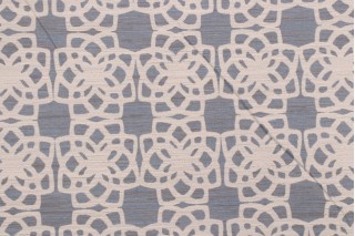 Scroll Frame Damask Upholstery Fabric in Delft