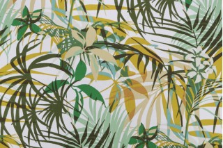 Stof France Poerani Printed Cotton Twill Drapery Fabric in Vert
