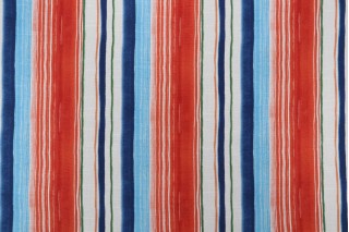 Tommy Bahama Seascape Stripe Printed Cotton Drapery Fabric in Carib