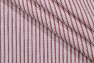 Magnolia Home Berlin Ticking Stripe Printed Cotton Drapery Fabric in Red 