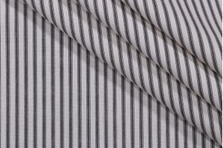 Magnolia Home Berlin Ticking Stripe Printed Cotton Drapery Fabric in Black 