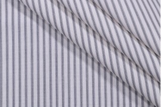 Magnolia Home Berlin Ticking Stripe Printed Cotton Drapery Fabric in Slate 