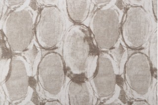 Hamilton Ellipse Printed Linen Drapery Fabric in Fossil 