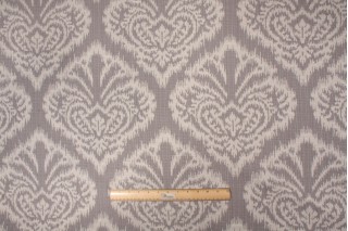 Robert Allen Ikat Damask Upholstery Fabric in Pewter