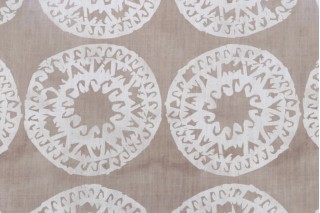 Medallions Printed Drapery Fabric in Husk