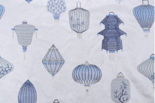 Kaufmann Nagashi Embroidered Jacquard Drapery Fabric in Porcelain 