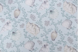 Kaufmann Windamar Printed Cotton Twill Drapery Fabric in Seaglass 
