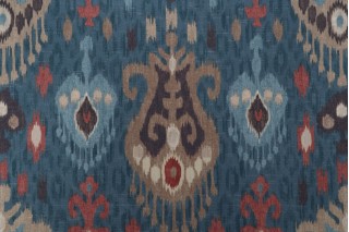 Kaufmann Imani Printed Cotton Drapery Fabric in Denim 