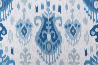Kaufmann Imani Printed Cotton Drapery Fabric in China Blue 