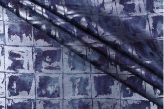 Kaufmann Tristan Printed Chenille Upholstery Fabric in Midnight Blue 