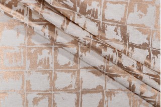 Kaufmann Tristan Printed Chenille Upholstery Fabric in Gold Pearl 
